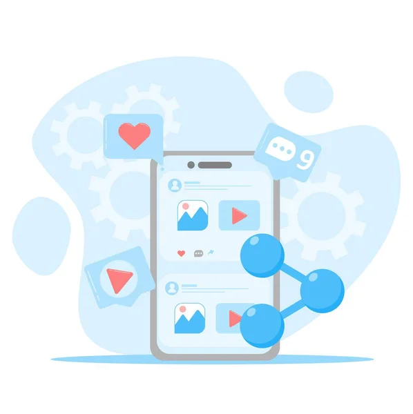 Sosyal medya pazarlama konsepti. vektör düz illüstrasyon.
