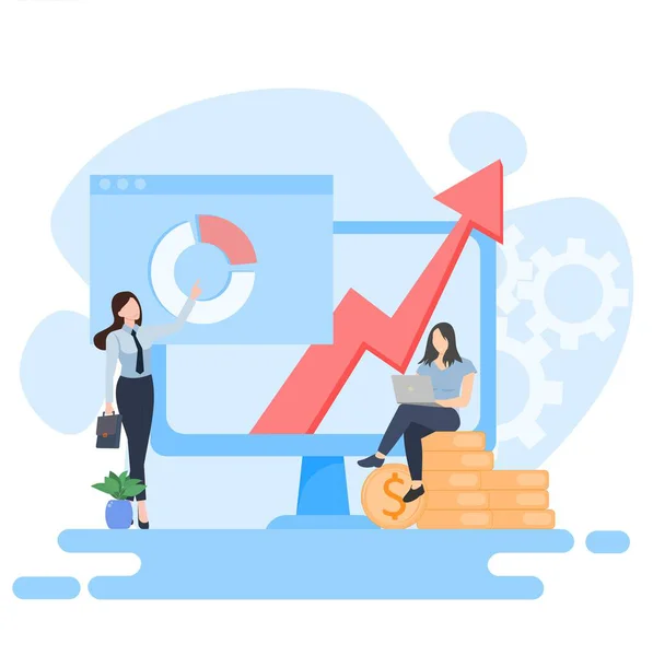 Düz çizim. İş dünyası konsepti. İş ekibinin birlikte çalışması.