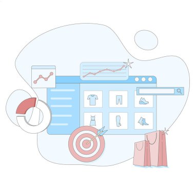İnternetten alışveriş. Web pazarlama konsepti. vektör illüstrasyonu