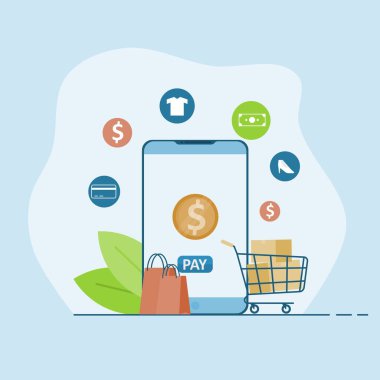 Dijital Finans Konsepti, E-Cüzdan Kullanımının Vektör İllüstrasyonu