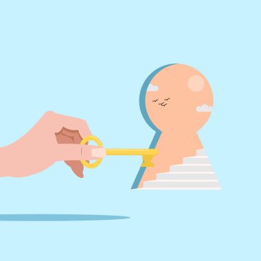 Elinde anahtar olan adam, vektör çizimi