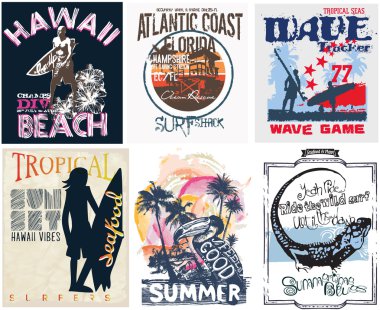 Surf sport typography, t-shirt graphics, vectors clipart