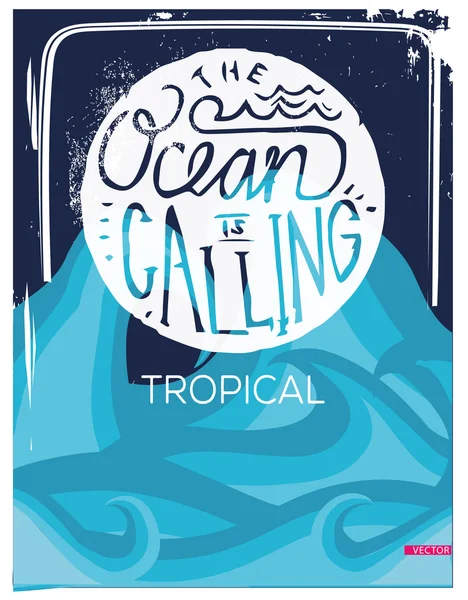 Ocean wave typografie, tričko grafika, vektory — Stockový vektor