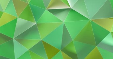 3D renkli yeşil soyut geometrik çokgen yüzey hareket arka plan döngü 4k