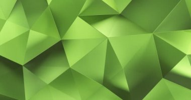 3D yeşil soyut geometrik çokgen yüzey hareket arka plan döngü 4k