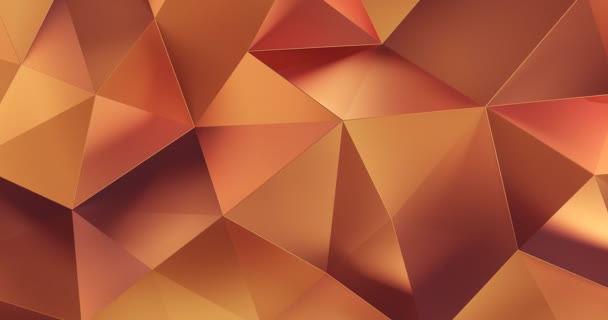 3d orange abstract geometric polygon surface motion background loop 4k — Stock Video