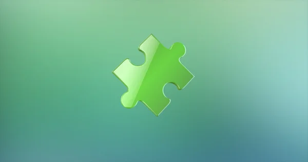 Puzzleteil grünes 3D-Symbol — Stockfoto