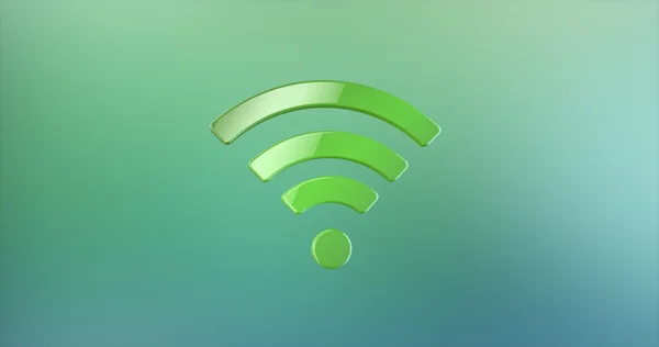 Wi-Fi zielona ikona 3d — Zdjęcie stockowe