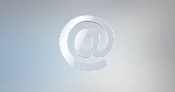 Mail At Sign White 3d Icon — Stock Photo, Image
