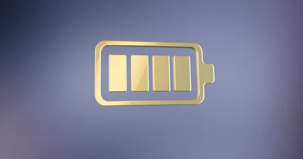 Bateria completa ouro 3d ícone — Fotografia de Stock