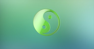 Yin ve yang 3d simge yeşil 