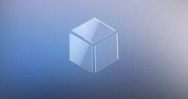 Куб стекла 3d значок — стоковое фото