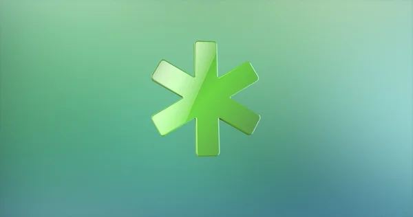Αστερίσκος πράσινο εικονίδιο 3d — Φωτογραφία Αρχείου