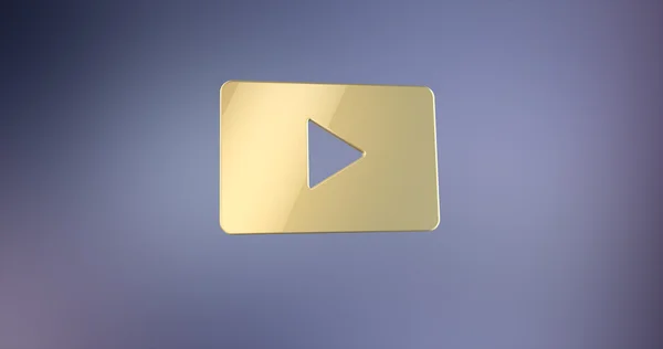 Video Play Gold  3d Icon — Stock Photo, Image