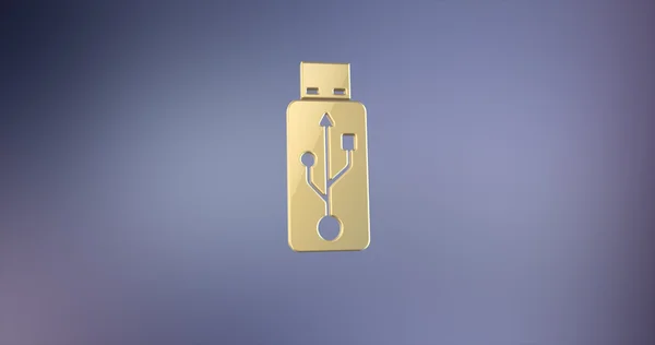 USB Stick Gold  3d Icon — Stock Photo, Image