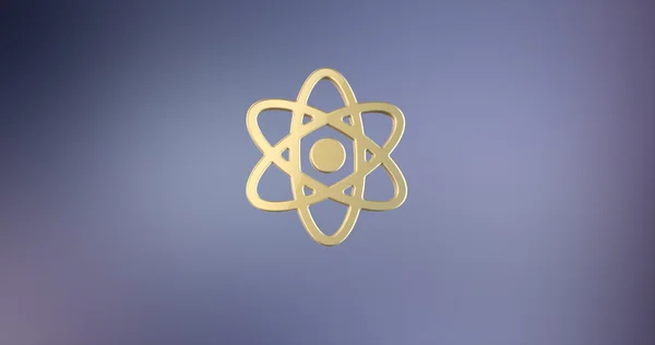 Ícone 3D Atom Gold — Fotografia de Stock