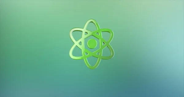 Ícone 3D Atom Green — Fotografia de Stock