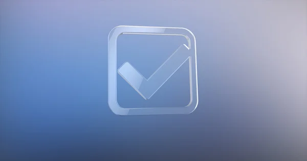 Caixa de verificação Ícone de vidro 3d — Fotografia de Stock