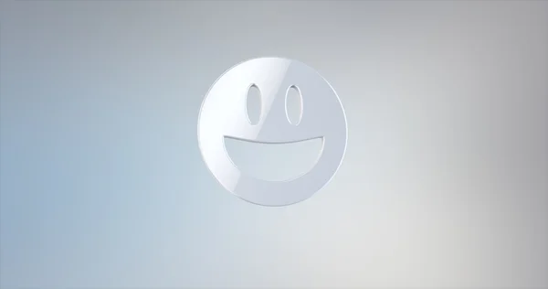 Emoticon feliz branco 3d ícone — Fotografia de Stock