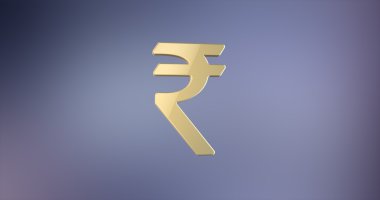 Hint Rupisi altın gradyan arka planı üzerinde 3d simgesi