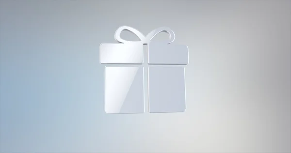 Present White 3d Icon on gradient background — Stock Photo, Image