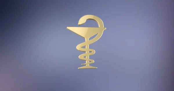 Tıp yılan altın gradyan arka planı üzerinde 3d simgesi