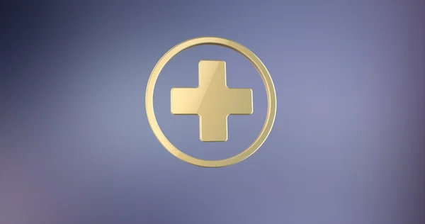 의료 크로스 골드 그라데이션 배경에서 3d 아이콘 — 스톡 사진