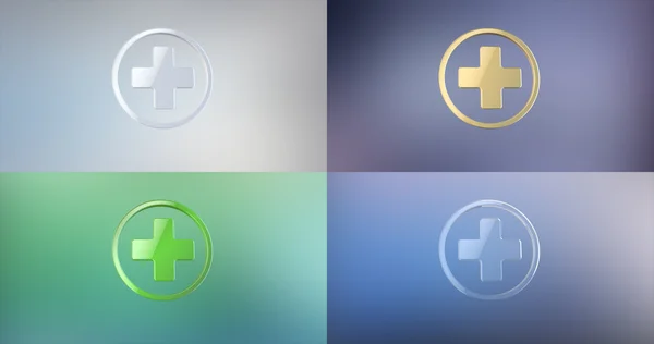Medische Cross 3D-pictogram op de achtergrond met kleurovergang — Stockfoto