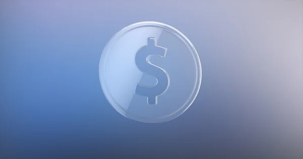 Mince dolaru sklo 3d ikonu na pozadí s přechodem — Stock fotografie