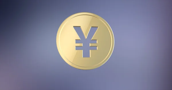 Coin Japanese Yen Gold 3d Icon on gradient background — Stock Photo, Image