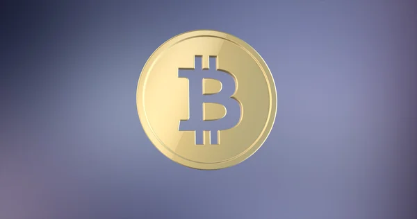 Sikke Bitcoin altın 3d simge degrade arka plan üzerinde