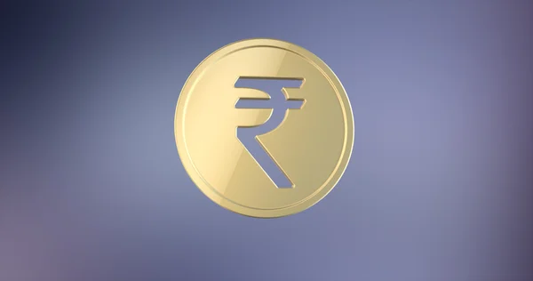 Moneda Rupia india de oro 3d icono sobre fondo degradado — Foto de Stock