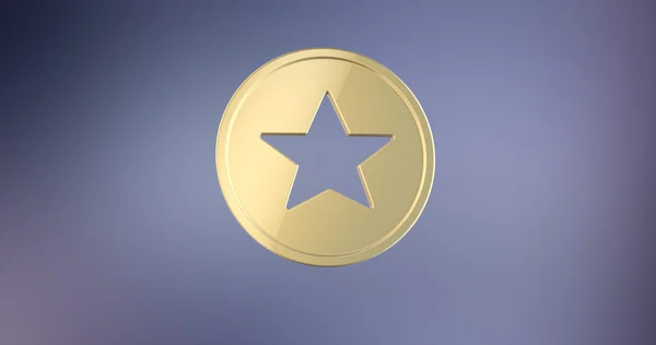 Star Badge Ouro Ícone 3d no fundo gradiente — Fotografia de Stock