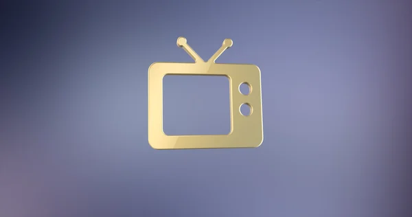 Televízió Tv arany 3d ikon a gradiens háttér — Stock Fotó