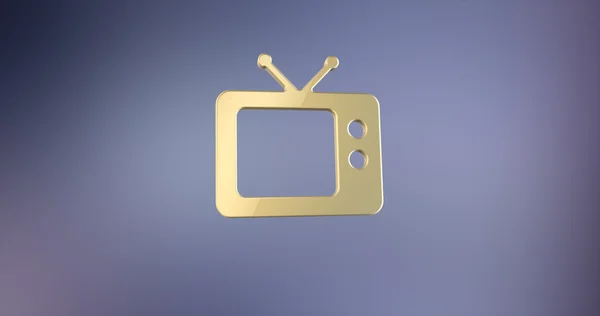 Degrade arka plan üstünde televizyon Tv altın 3d kutsal kişilerin resmi
