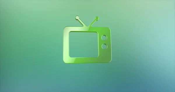 Fernseher Farbe 3D-Symbol auf Farbverlauf Hintergrund — Stockfoto