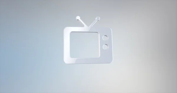 Televízió Tv fehér 3d ikon a gradiens háttér — Stock Fotó