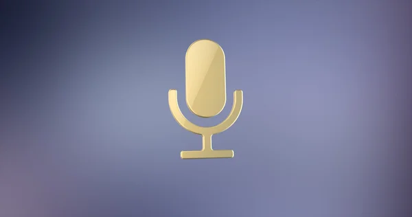 Zlatý mikrofon 3d ikonu na pozadí s přechodem — Stock fotografie
