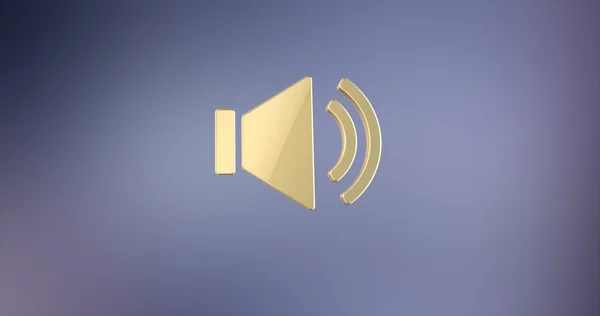 Áudio Volume Ouro Ícone 3d no fundo gradiente — Fotografia de Stock