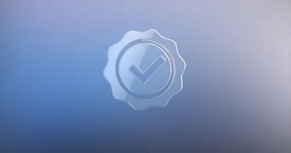 Approve Verified Glass 3d Icon on gradient background — Stock Photo, Image