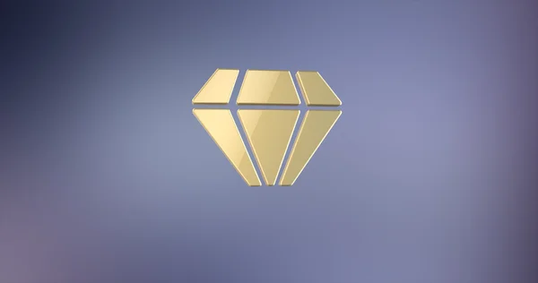 Diamante gema de oro 3d icono sobre fondo degradado — Foto de Stock
