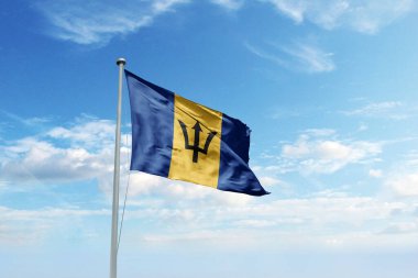 barbados bayrağı sallayarak