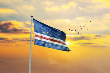 cape verde bayrak Rüzgar sallıyor