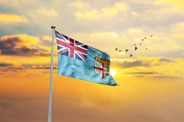 Güzel mavi bir arka planda fiji bayrağı.