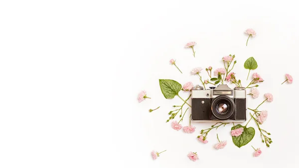 Vintage retro photo camera with place for text — Stock Photo, Image