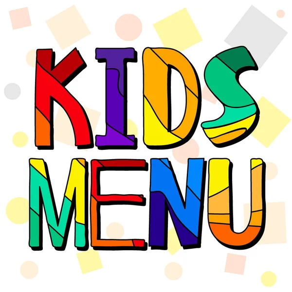 Menu Bambini Cartoni Animati Colorati Divertente Lettering Lettere Sono Dipinte — Vettoriale Stock