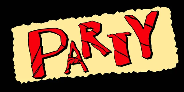 Party Lustige Cartoon Rote Inschrift Helle Grunge Buchstaben Mit Schatten — Stockvektor