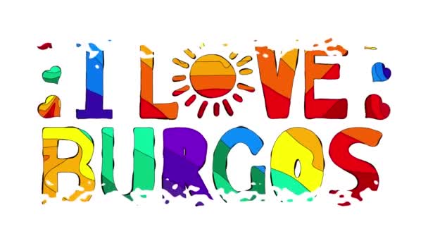Encanta Burgos Multicolor Brillante Caricatura Divertida Temblar Inscripción Desarrollo Con — Vídeos de Stock