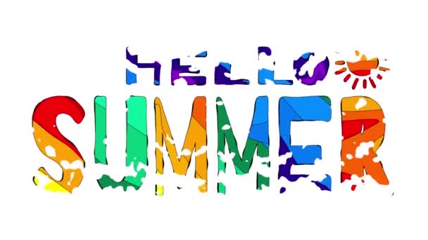 Hola Summer Multicolor Brillante Caricatura Divertida Temblar Inscripción Positiva Desarrollo — Vídeos de Stock