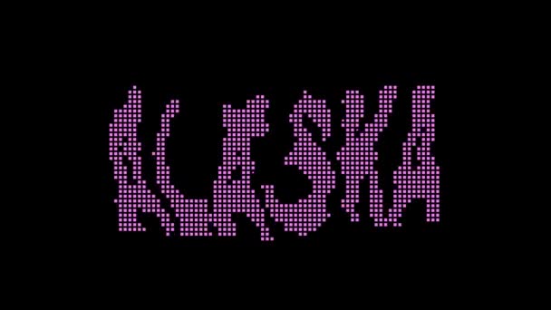 Alaska Apparence Animée Inscription Lettres Isolées Des Pixels Violet Couleurs — Video